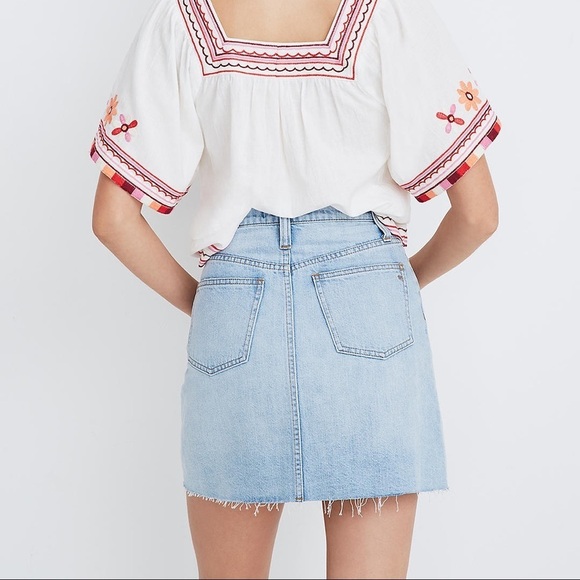 Madewell Rigid Denim Cutout Edition A-Line Mini Jean Skirt Size 25 - Picture 4 of 12